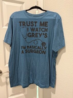 Graphic Tee - Blue 'Trust Me I Watch Grey's' Men's Shirt